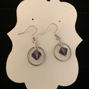 Silver Sunset Purple + Silver Hoop Drop Earrings